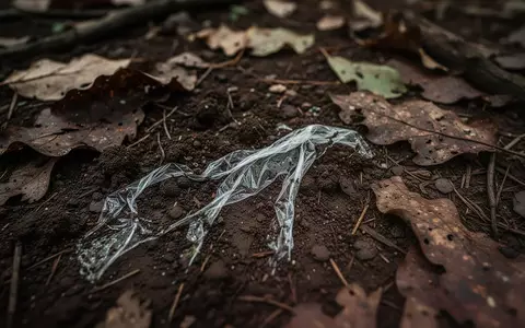 Waldboden mit feuchter Erde, organischen Resten und verwitternden Kunststofffragmenten in einer natürlichen Umgebung. - Foto: über boerse-global.de