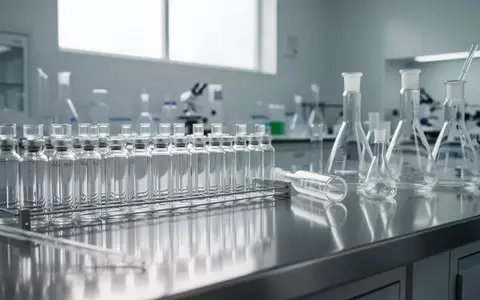 Leere medizinische Glasfläschchen in einem modernen, hellen Forschungslabor. - Foto: über boerse-global.de