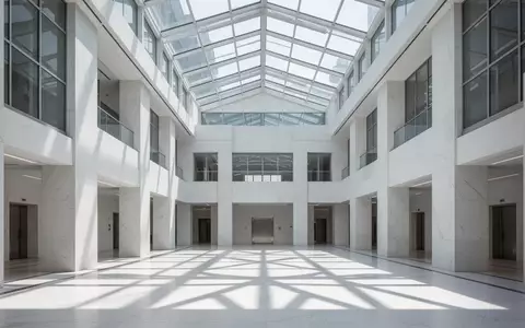 Modernes, minimalistisches Regierungsgebäude mit Glasdach und architektonischen Licht- und Schattenspielen. - Foto: über boerse-global.de