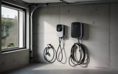 Eine moderne Ladestation für Elektroautos an einer schlichten Betonwand in einer privaten Garage. - Foto: über boerse-global.de