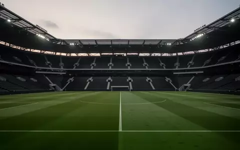Ein leeres Fußballstadion bei Dämmerung mit Blick auf das Spielfeld und die leeren Zuschauerränge. - Foto: über boerse-global.de