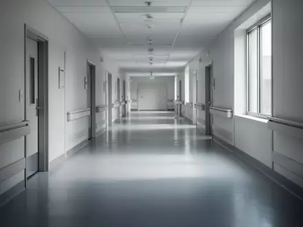 Ein leerer, modern gestalteter Krankenhausflur mit hellen Wänden und reflektierendem Bodenbelag. - Foto: über boerse-global.de