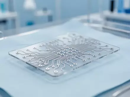 Nahaufnahme einer hochflexiblen, mikroskopischen Sensorelektrode auf einer sterilen Laboroberfläche. - Foto: über boerse-global.de