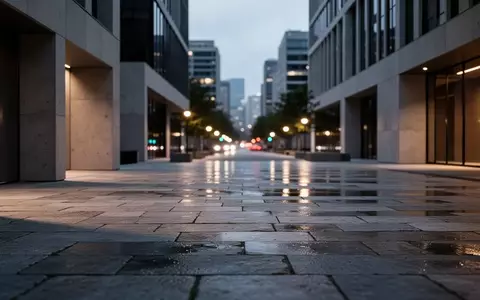 Eine menschenleere, modern gestaltete städtische Platzanlage bei Dämmerung mit Fokus auf Architektur und Lichtstimmung. - Foto: über boerse-global.de