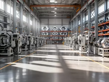 Eine weitläufige, moderne Fabrikhalle eines Automobilherstellers mit strukturierten Arbeitsgängen und industriellen Anlagen. - Foto: über boerse-global.de
