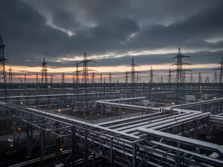 Weitläufige, nächtliche Industrieanlage mit Stahlstrukturen und technischer Infrastruktur unter einem dramatischen Himmel. - Foto: über boerse-global.de