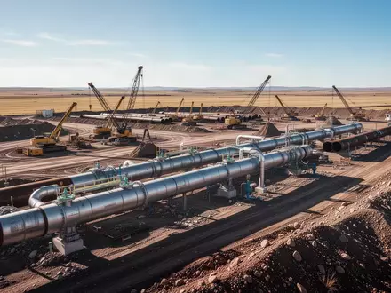 Großbaustelle einer Erdgaspipeline in einer weitläufigen Landschaft bei Tageslicht - Foto: über boerse-global.de