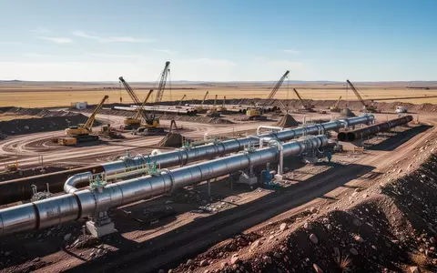 Großbaustelle einer Erdgaspipeline in einer weitläufigen Landschaft bei Tageslicht - Foto: über boerse-global.de