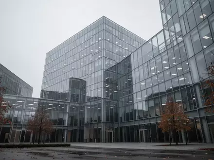 Ein minimalistisches, modernes Bürogebäude aus Glas und Stahl unter einem bewölkten Himmel, das eine Atmosphäre wirtschaftlicher Zurückhaltung vermittelt. - Foto: über boerse-global.de