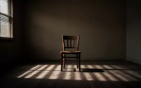 Ein leerer Stuhl in einem schummrigen, kahlen Raum mit einfallendem Licht, das Schatten an die Wand wirft. - Foto: über boerse-global.de