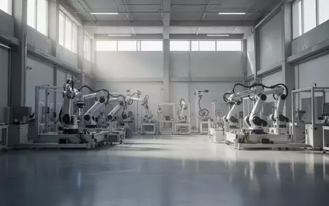 Ein modernes Robotik-Forschungszentrum mit industrieller Architektur und mechanischen Anlagen in einer hellen, sauberen Umgebung. - Foto: über boerse-global.de