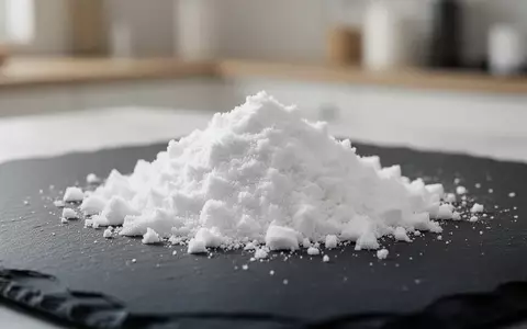 Feines, weißes Proteinpulver auf einer dunklen Schieferplatte in einer minimalistischen, sauberen Umgebung. - Foto: über boerse-global.de