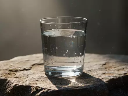 Ein gefülltes Wasserglas auf einem Steinuntergrund bei natürlichem Lichteinfall. - Foto: über boerse-global.de