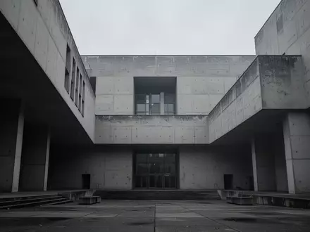 Betonfassade eines Berliner Behördengebäudes unter einem grauen, bewölkten Himmel. - Foto: über boerse-global.de