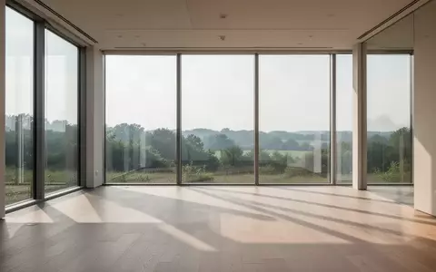 Ein heller, minimalistischer Büroraum mit großen Fenstern und Blick ins Grüne, ohne Möbel oder Personen. - Foto: über boerse-global.de