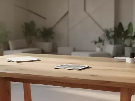 Ein minimalistischer, heller Arbeitsplatz mit Holztisch in einer modernen, aufgeräumten Umgebung bei Tageslicht. - Foto: über boerse-global.de