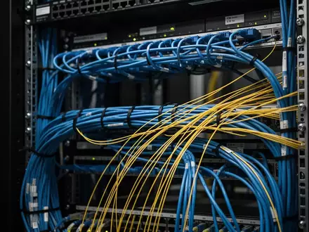 Ordentlich verlegte Kupfer- und Glasfaserkabel in einem modernen Verteilerschrank in einer Industrieumgebung. - Foto: über boerse-global.de