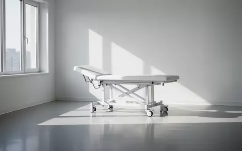 Ein minimalistischer, heller Behandlungsraum in einer Klinik mit klaren Linien und natürlichem Lichteinfall. - Foto: über boerse-global.de