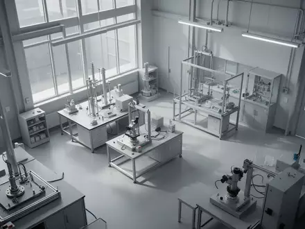 Ein minimalistisches, modernes Prüflabor mit neutralen Oberflächen und klarem, natürlichem Licht, das eine professionelle und transparente Arbeitsumgebung symbolisiert. - Foto: über boerse-global.de