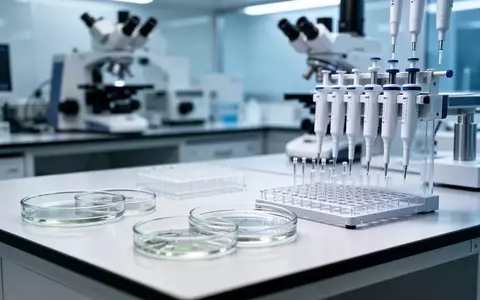 Ein steriler Laborarbeitsplatz mit wissenschaftlichen Präzisionsgeräten und Petrischalen für die Zellforschung. - Foto: über boerse-global.de