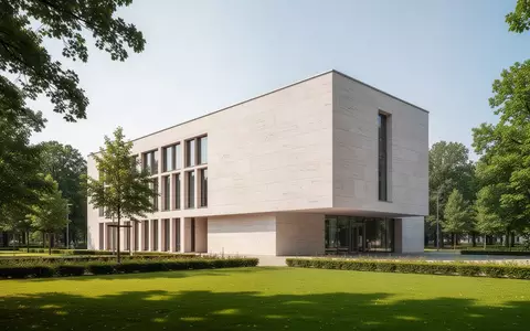Modernes Verwaltungsgebäude in Sachsen bei Tageslicht, Architekturaufnahme ohne Personen oder Beschilderung. - Foto: über boerse-global.de