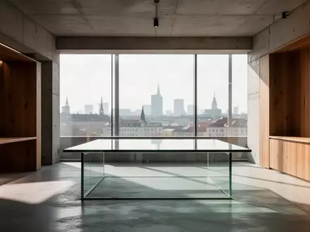 Ein minimalistisches, modernes Designstudio in Berlin mit klaren Linien und natürlichem Lichteinfall. - Foto: über boerse-global.de
