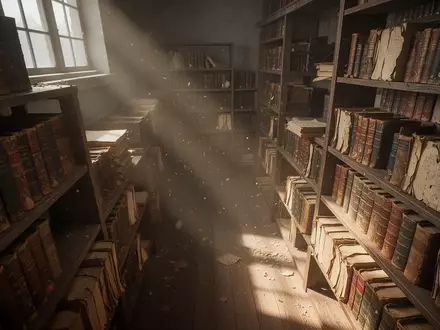 Regale in einem historischen Archiv mit alten, ledergebundenen Büchern in einer ruhigen, schattigen Bibliothek. - Foto: über boerse-global.de
