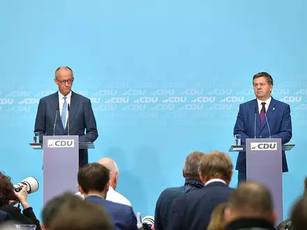 Friedrich Merz und Sven Schulze am 07.09.2026 - Foto: via dts Nachrichtenagentur