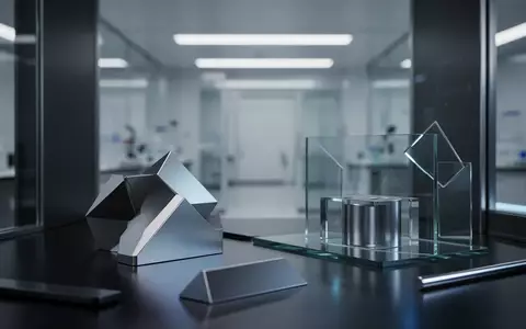 Eine minimalistische, moderne Forschungsanlage mit metallischen Oberflächen und kühler Beleuchtung. - Foto: über boerse-global.de