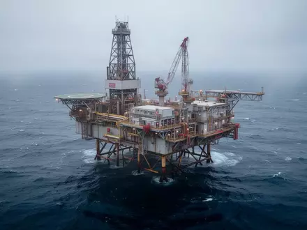 Eine Ölplattform auf hoher See bei bewölktem Himmel. - Foto: über boerse-global.de