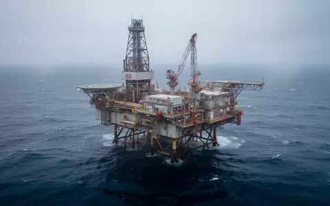 Eine Ölplattform auf hoher See bei bewölktem Himmel. - Foto: über boerse-global.de