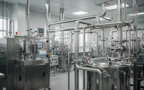Moderne Produktionsanlage für pharmazeutische Erzeugnisse mit Edelstahlmaschinen in einem sterilen Laborumfeld. - Foto: über boerse-global.de