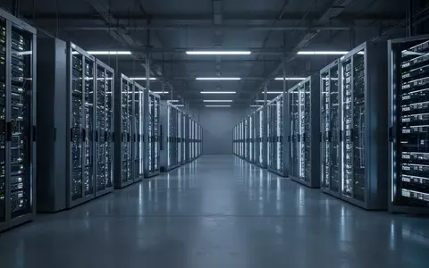 Moderne Serverräume in einer Forschungseinrichtung mit blau beleuchteten Metallschränken in einer minimalistischen Architektur. - Foto: über boerse-global.de