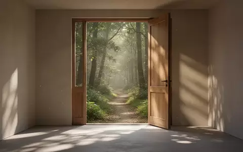Ein sonnendurchfluteter, minimalistischer Raum mit Blick auf einen ruhigen Waldweg, der eine Atmosphäre der Inspiration und Entspannung vermittelt. - Foto: über boerse-global.de
