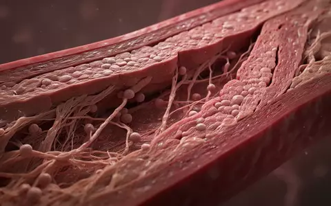 Mikroskopische Aufnahme einer menschlichen Arterienwand mit komplexen Gewebestrukturen in einer medizinischen Nahaufnahme. - Foto: über boerse-global.de