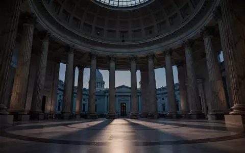 Ein leeres, monumentales Regierungsgebäude mit hohen Marmorsäulen in der Dämmerung. - Foto: über boerse-global.de