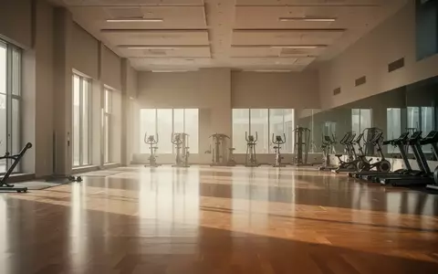 Ein heller, leerer Gymnastikraum mit Holzboden und minimalistischer Ausstattung in einem modernen Sportzentrum. - Foto: über boerse-global.de