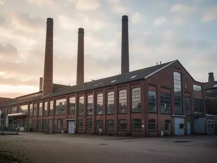 Ein großes Fabrikgelände aus Backstein in Elmshorn unter einem bewölkten Himmel. - Foto: über boerse-global.de