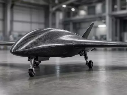 Ein unbemanntes Luftfahrzeug in einer modernen Luft- und Raumfahrthalle. - Foto: über boerse-global.de