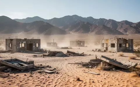 Eine karge Wüstenlandschaft mit verwitterten Betonstrukturen in einem militärischen Testgelände bei hellem Tageslicht. - Foto: über boerse-global.de