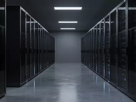 Ein minimalistischer, modern gestalteter Serverraum mit dunklen Server-Racks in einer ruhigen, professionellen Umgebung. - Foto: über boerse-global.de