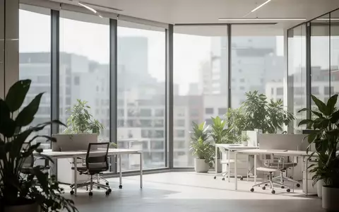 Ein helles, modernes Büro mit großen Fenstern, vielen Zimmerpflanzen und einer luftigen, sauberen Arbeitsumgebung. - Foto: über boerse-global.de
