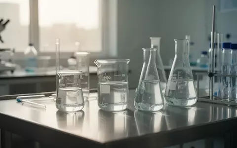 Ein minimalistisches, hell beleuchtetes medizinisches Labor mit Glasbechern auf Edelstahloberflächen bei sanftem Tageslicht. - Foto: über boerse-global.de