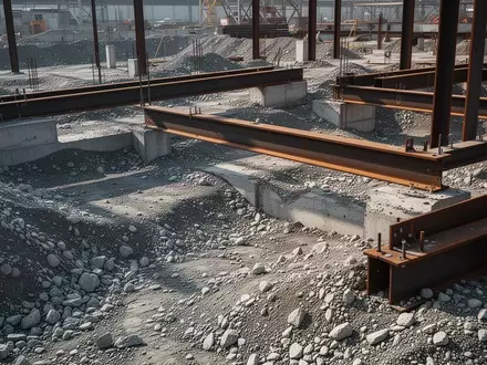 Eine raue industrielle Baustelle mit unebenem Untergrund und Stahlträgern bei Tageslicht. - Foto: über boerse-global.de