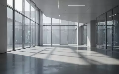 Ein minimalistischer, moderner Innenraum mit polierten Betonböden und geometrischen Schatten, der ein Gefühl von Sicherheit und technologischer Präzision vermittelt. - Foto: über boerse-global.de