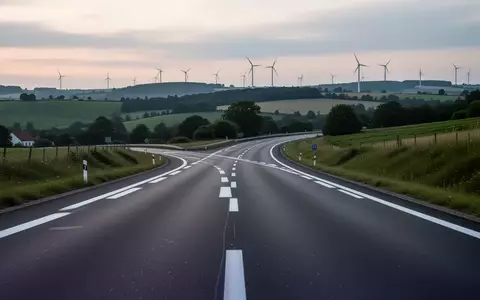 Eine leere, modern asphaltierte Landstraße mit weißer Fahrbahnmarkierung in einer weitläufigen europäischen Hügellandschaft. - Foto: über boerse-global.de