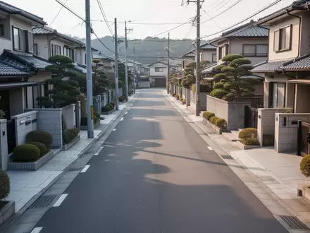 Eine ruhige Wohnstraße in einer japanischen Stadt mit gepflegten Gehwegen und Wohngebäuden bei Tageslicht. - Foto: über boerse-global.de
