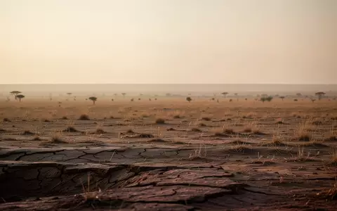 Weite, trockene Savannenlandschaft in Westafrika bei goldenem Licht. - Foto: über boerse-global.de