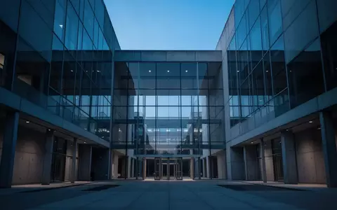 Moderne, geometrische Architektur eines Behördengebäudes in der Dämmerung, die Sicherheit und Komplexität symbolisiert. - Foto: über boerse-global.de