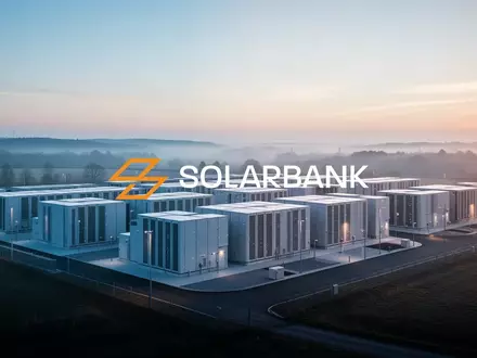 Moderne industrielle Batteriespeicheranlage in einer weitläufigen Landschaft bei Sonnenaufgang. - Foto: über boerse-global.de